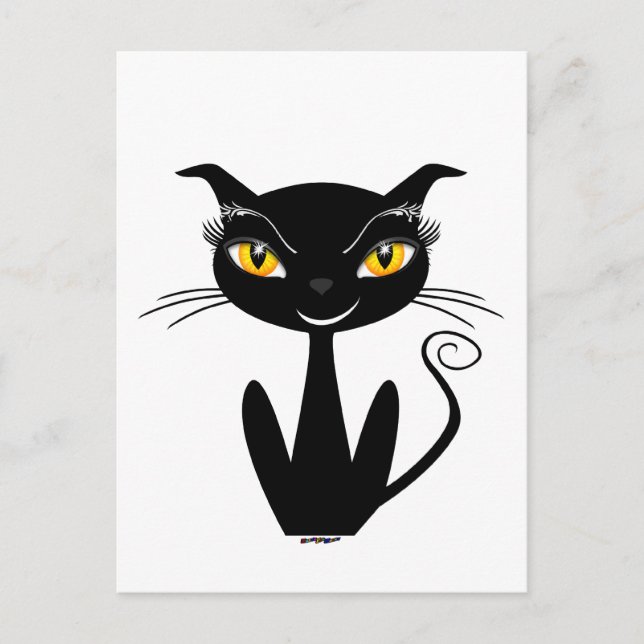 Postal Gato negro caprichoso (Anverso)