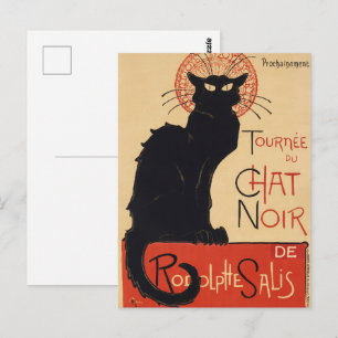 Postal Gato negro chic Art Nouveau de Steinlen impresión 