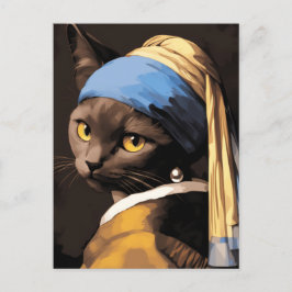 Postal Gato negro con Pearl Earring