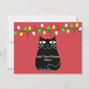 Postal Gato negro de grasa con ojos verdes Personalizado 