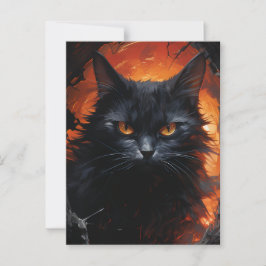 Postal Gato negro de Halloween