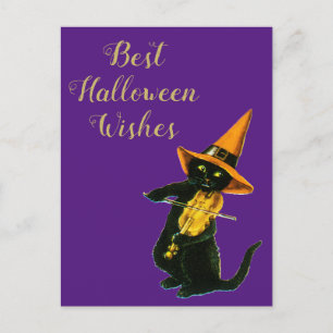 Postal Gato negro de Halloween