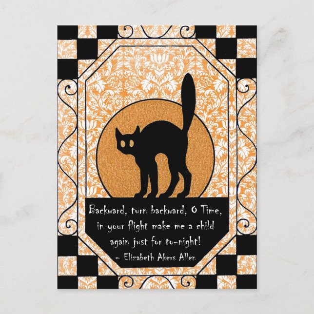 Postal Gato negro de Halloween (Anverso)