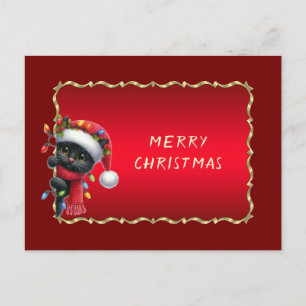 Postal Gato negro de Navidad