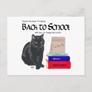 Postal Gato Negro de vuelta a la escuela