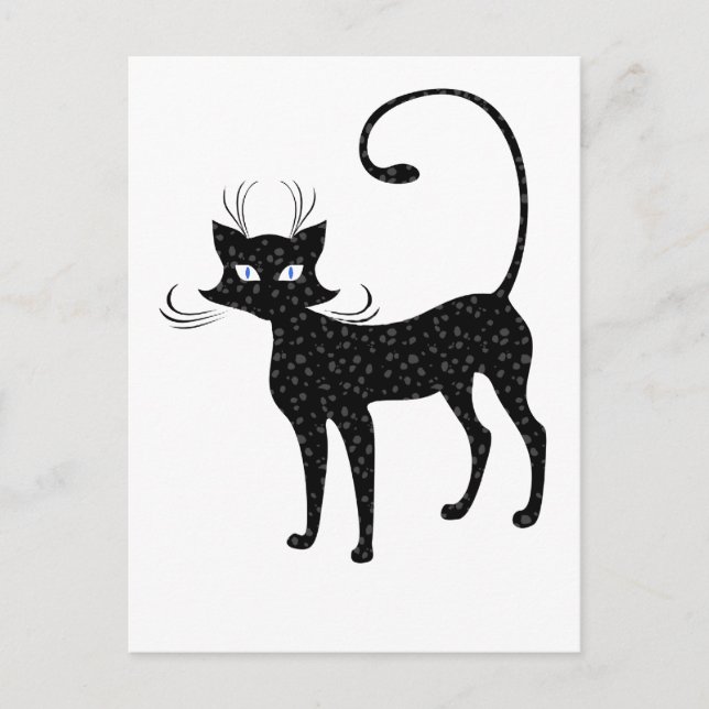Postal Gato negro elegante (Anverso)