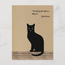 Postal Gato negro elegante y tranquilo sentado