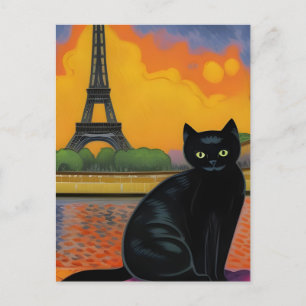 Postal Gato negro en París