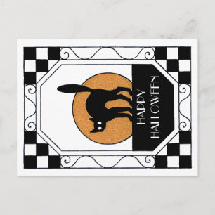 Postal Gato negro espeluznante - Art Deco