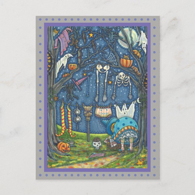 POSTAL GATO NEGRO, FANTASMA, LAVANDERÍA SKELETON (Anverso)