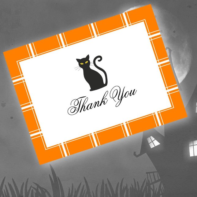 Postal Gato negro Gracias Naranja de Halloween (Subido por el creador)
