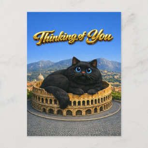 Postal Gato Negro Grande Divertido Coliseo Romano Pensand