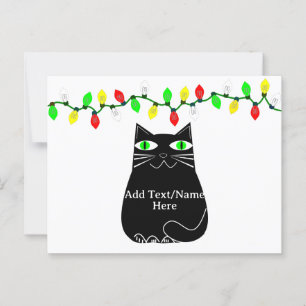 Postal Gato negro graso con ojos verdes Personalizado Tex