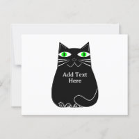 Gato negro graso con ojos verdes Personalizado tex