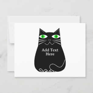 Postal Gato negro graso con ojos verdes Personalizado tex