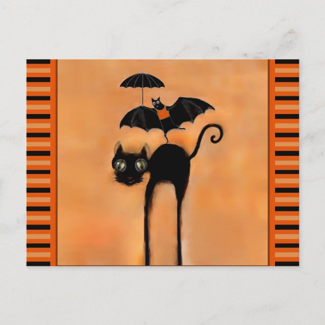 Postal Gato Negro Halloween (Anverso)