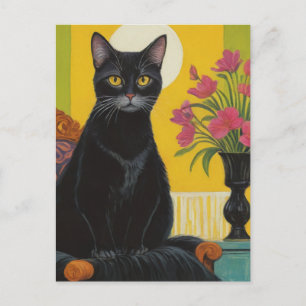 Postal Gato Negro Hermoso