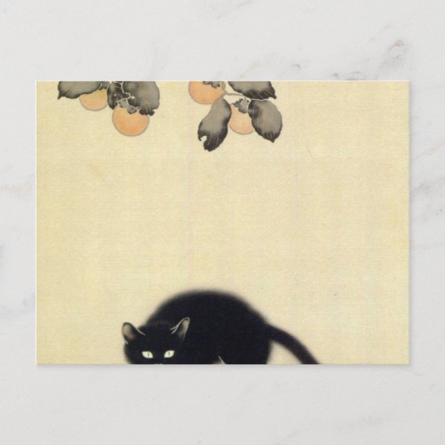 Postal Gato negro Hishida Shunso (Anverso)