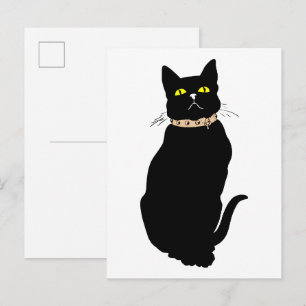 Postal Gato negro, ilustración de animal
