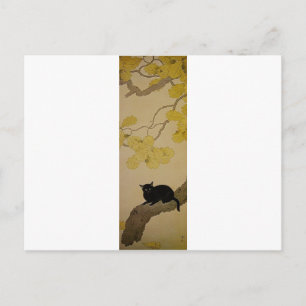 Postal Gato negro (Kuroki Neko) por Hishida Shunso
