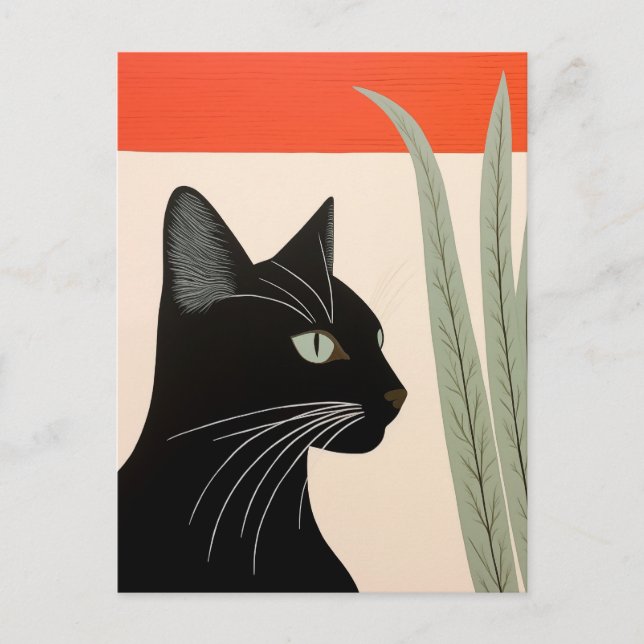 Postal Gato negro lindo (Anverso)