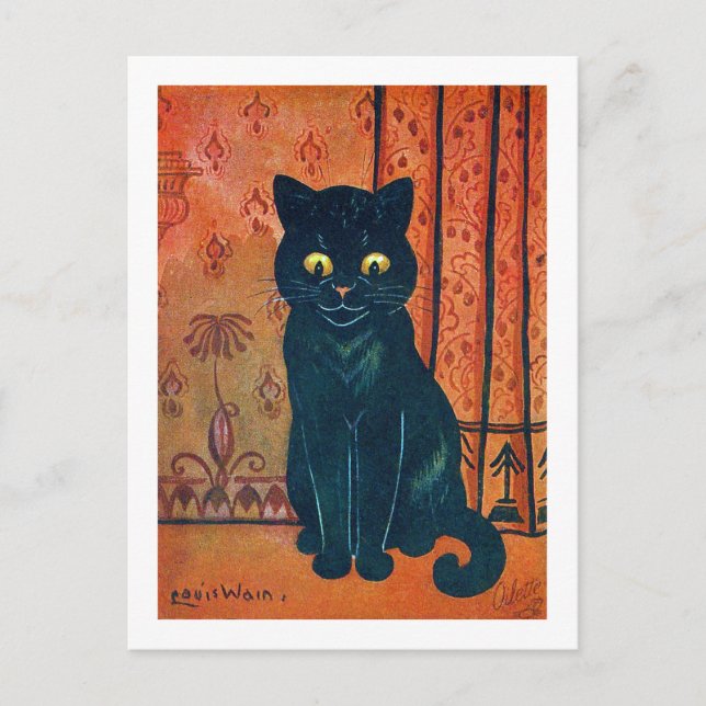 Postal Gato negro, Louis Wain (Anverso)