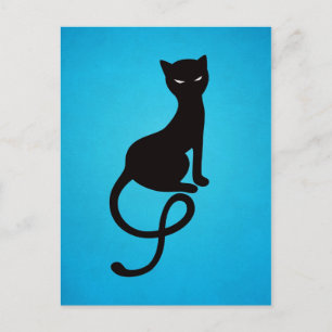 Postal Gato negro malvado azul