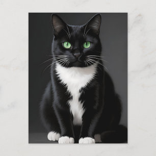 Postal Gato Negro Ojos Esmeralda