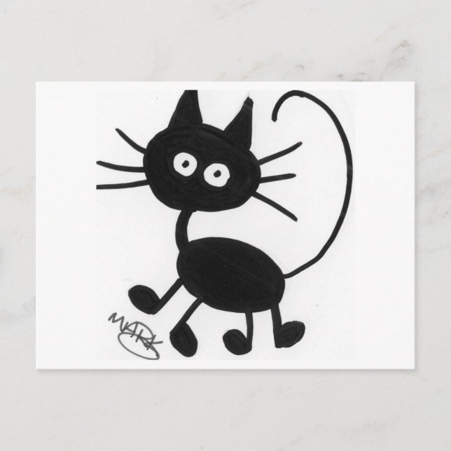 Postal Gato negro personalizado (Anverso)
