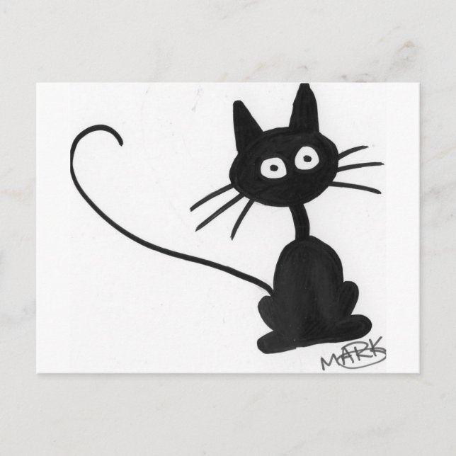 Postal Gato negro personalizado (Anverso)