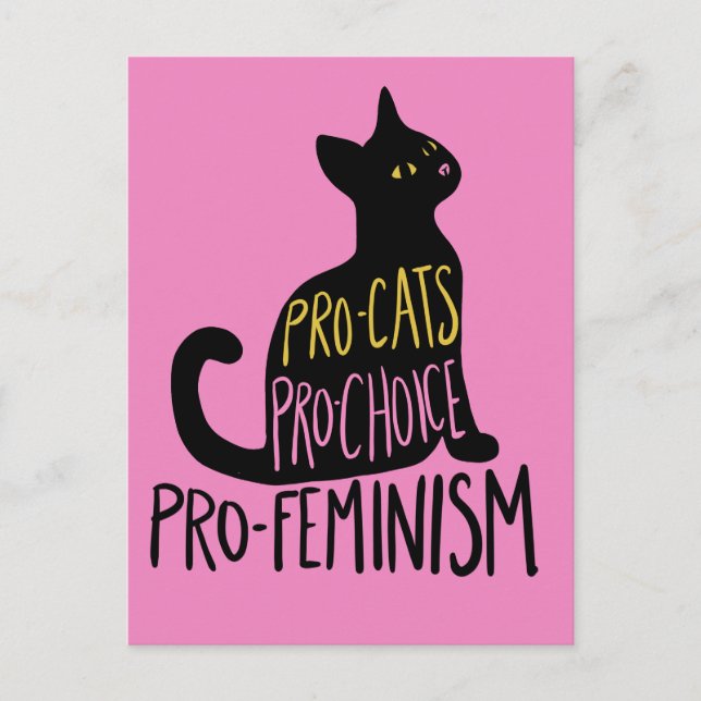Postal Gato negro pro-elección pro-feminismo pro-gatos (Anverso)