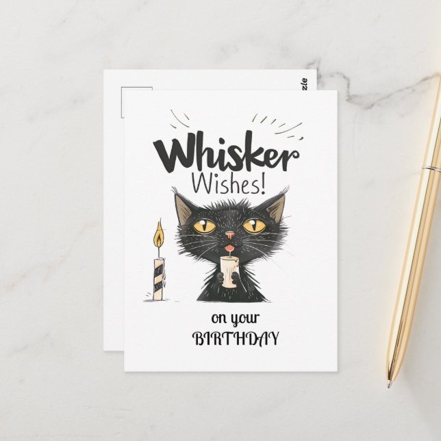 Postal Gato negro que le gusta a tu cumpleaños (Anverso/Reverso In Situ)