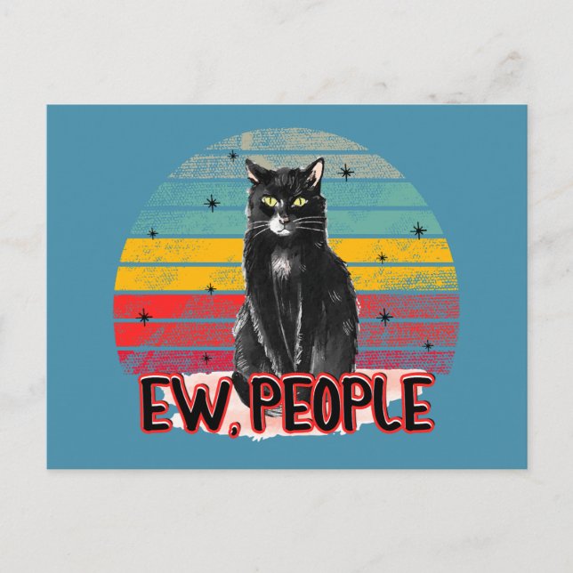 Postal Gato negro retro vintage (Anverso)