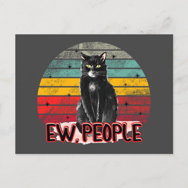 Postal Gato negro retro vintage (Anverso)
