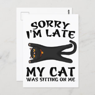 Postal Gato negro siento haber tardado en que mi gato est