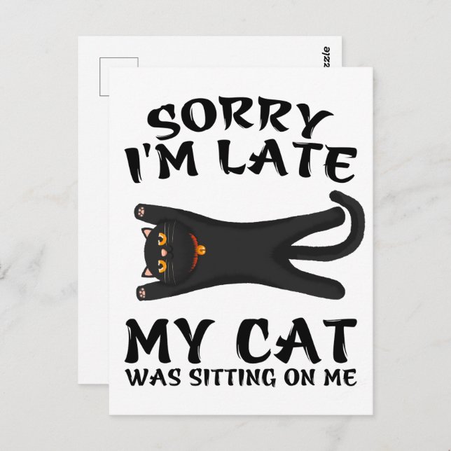 Postal Gato negro siento haber tardado en que mi gato est (Anverso / Reverso)