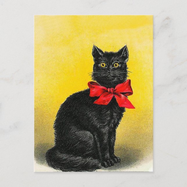 Postal Gato negro vintage (Anverso)