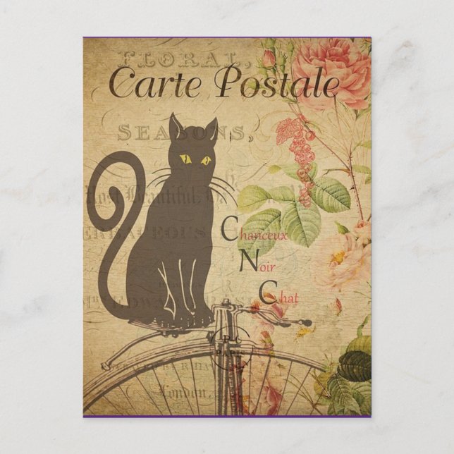 Postal Gato negro vintage, (Anverso)