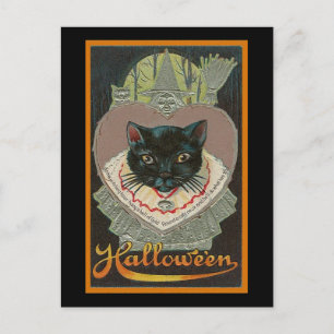 Postal Gato negro vintage de Halloween