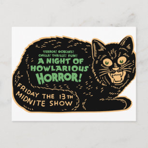Postal Gato negro vintage de Halloween