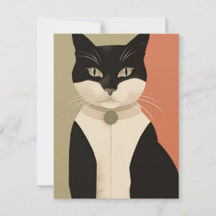 Postal Gato negro y blanco