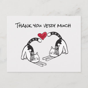 Postal Gato negro y blanco enamorado Muchas gracias
