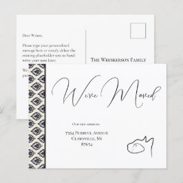 Postal Gato negro y blanco que hemos movido, cambio de di