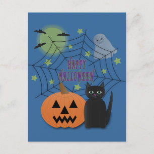 Postal Gato Negro y Calabaza No Dan Miedo en Halloween