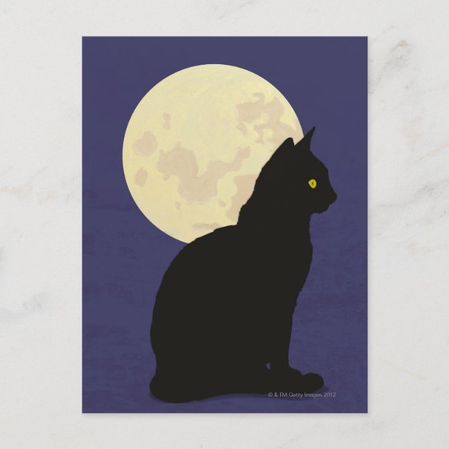Postal Gato negro y la luna (Anverso)