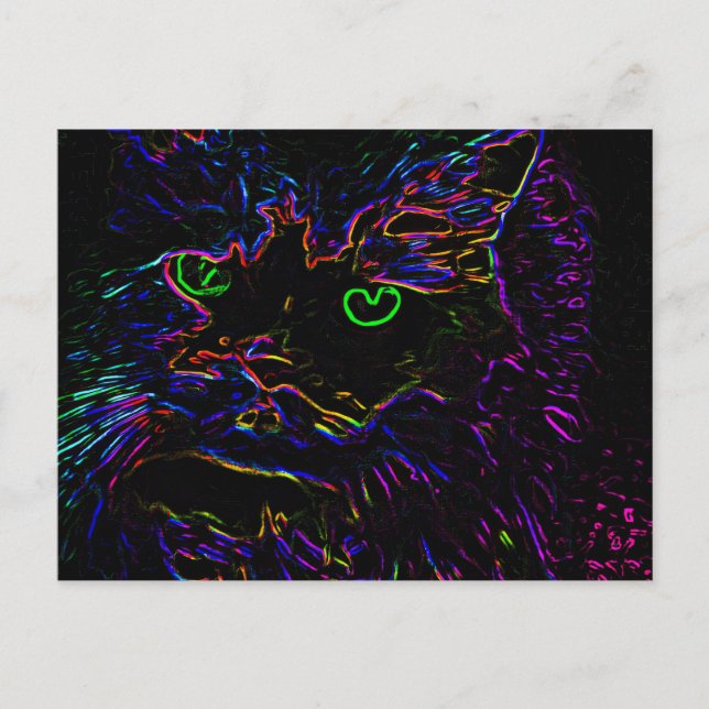Postal Gato Neon Glow (Anverso)