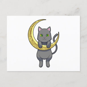 Postal Gato Noche Luna