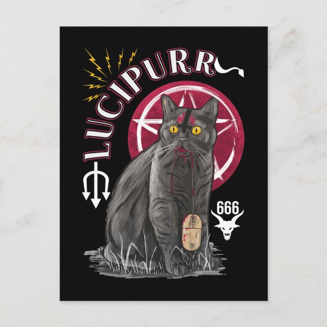 Postal Gato oculto Kitten Gótico Animal Satan (Anverso)