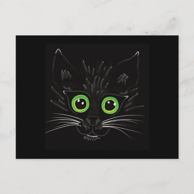 Postal Gato Oído Verde Sonriente (Anverso)