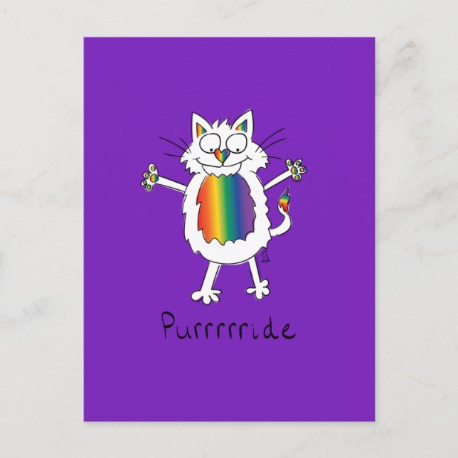 Postal Gato Orgullo Gay LGBTQ (Anverso)